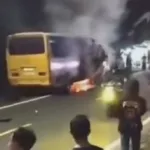 Bus Mini Terbakar di Mayang Jember, Diduga Akibat Konsleting Mesin